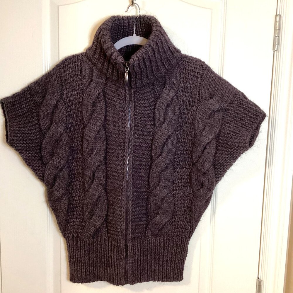 Elsamanda Women's Cable Knitted Chunky Cardigan Wool Alpaca Blend Warm Italy